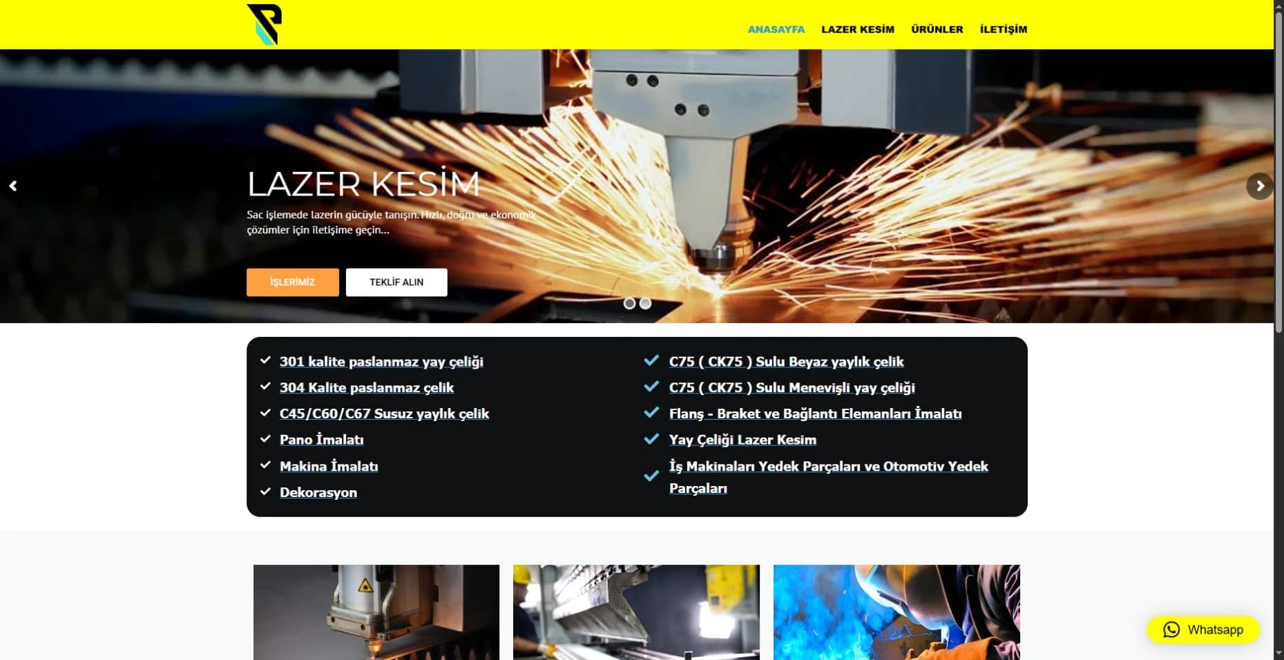 Pastel Metal web sitesinin ana sayfa ekran görüntüsü