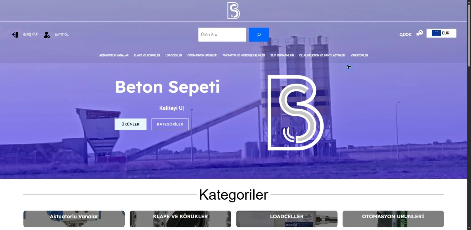 Beton Sepeti web sitesinin ana sayfa ekran görüntüsü