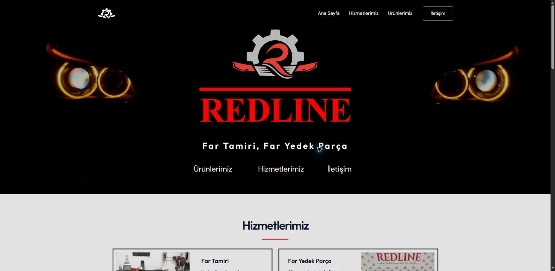 Redline Far web sitesinin ana sayfa ekran görüntüsü